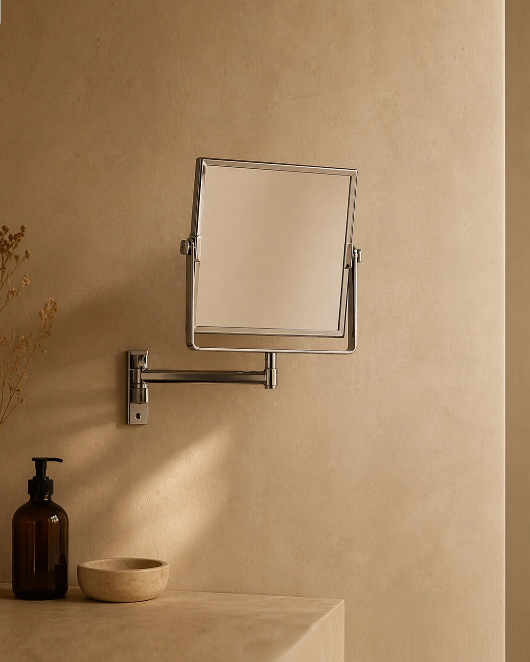Specchio 20x22 Ingranditore a Parete In Ottone Cromo New Line Op2