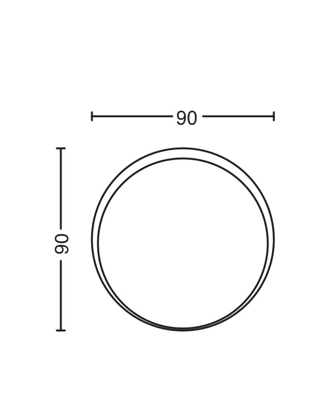 Specchio 90 cm retroilluminato tondo spenta, dettaglio del corpo lampada e dei materiali - Exagonshop