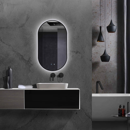 Specchio 90x50 retroilluminato 3 Led nero opaco Pisa