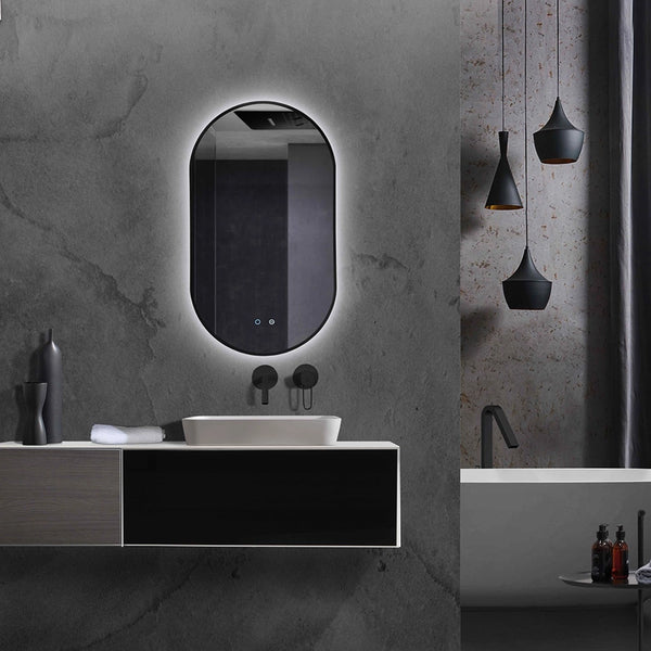 Specchio 90x50 retroilluminato 3 Led nero opaco Pisa