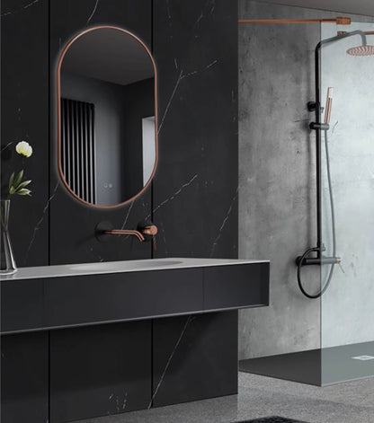 Specchio 90x50 retroilluminato 3 Led oro rosa spazzolato Pisa