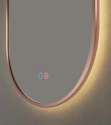 Specchio 90x50 retroilluminato 3 Led oro rosa spazzolato Pisa