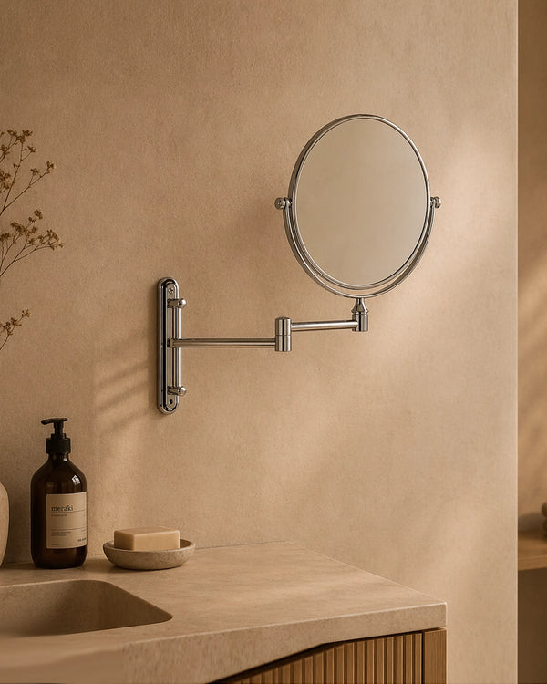 Specchio Ingranditore 20 Cm A Parete In Ottone Cromo New Line Op1