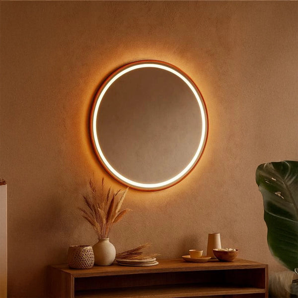 Specchio tondo 80 cm oro rosa luce regolabile antiappanamento e on off