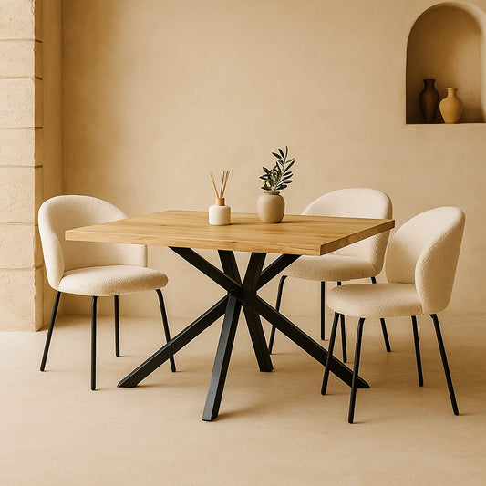 Tavolo 160x90 in legno con gambe in metallo nero