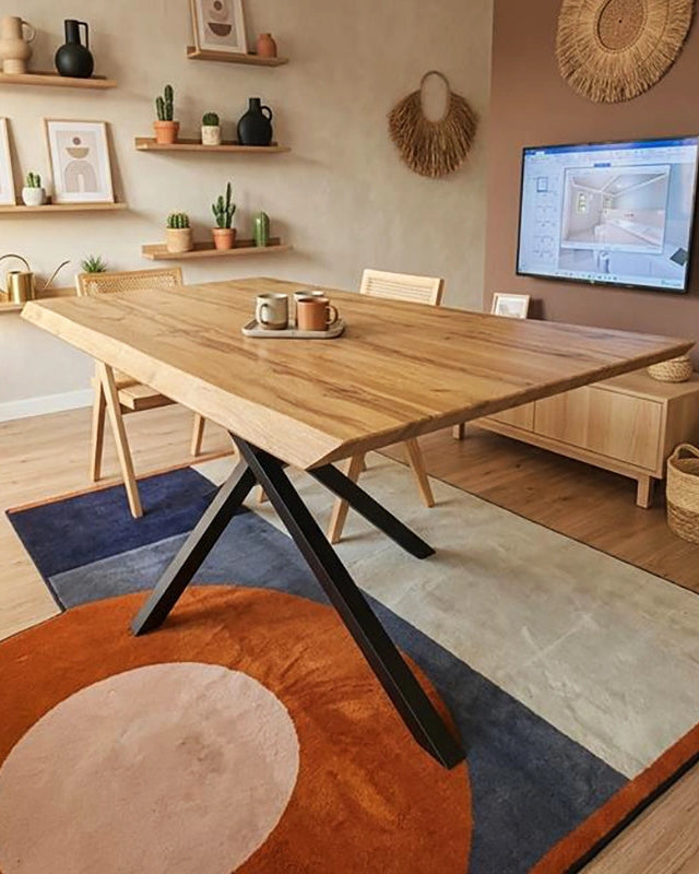 Tavolo da Pranzo Legno e Metallo Nordik 160x90 con Gambe visto dall'alto, composizione e proporzioni - Exagonshop
