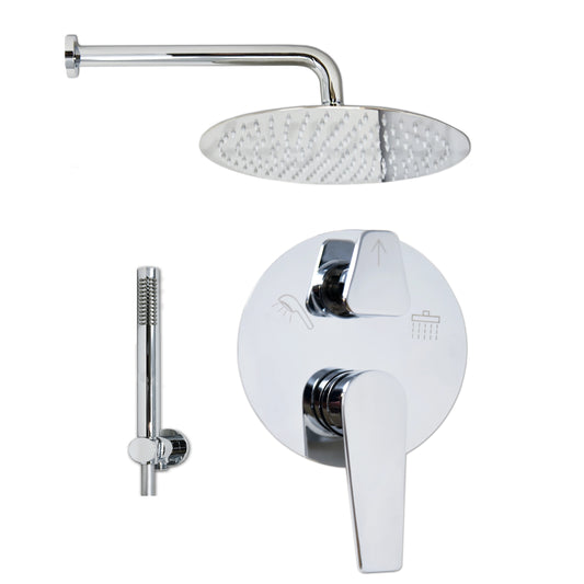 Set soffione 30 cm slim miscelatore doccia incasso 2 vie braccio 30 cm e doccetta cromo Smart