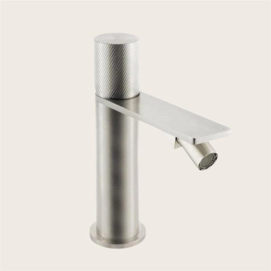Treemme 3.6 miscelatore bidet con manopola zigrinata inox satinato
