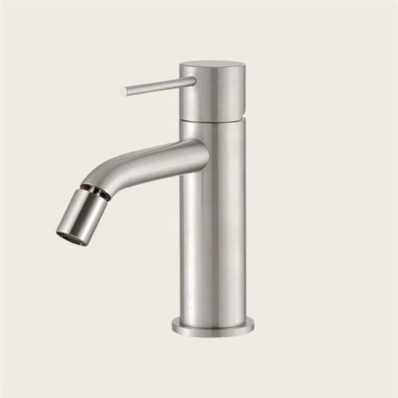 Treemme 40mm IT1322IS40ZZ miscelatore bidet inox satinato Acciaio in acciaio inox, vista frontale della maniglia e della...