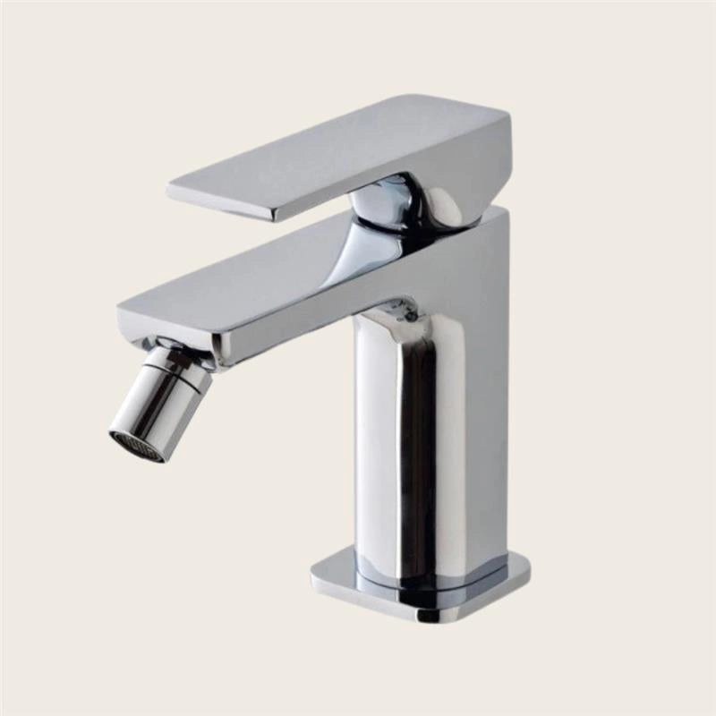 Treemme Hask IT6A22CCHAZZ miscelatore monocomando bidet Cromo Lucido, vista frontale della maniglia e della bocca di...