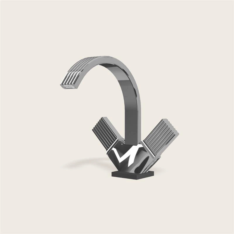 Treemme Kea IT7A24CCKOZZ gruppo bidet monoforo 3 fori cromo Cromo Lucido, vista frontale della maniglia e della bocca di...