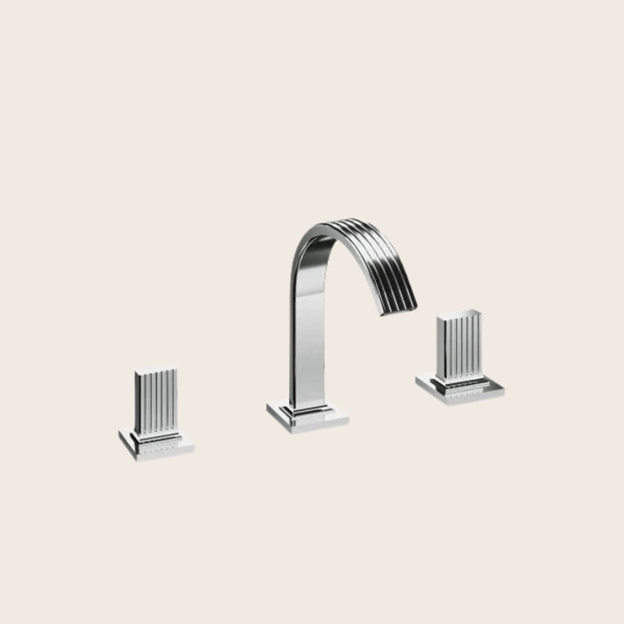 Treemme Kea IT7A27CCKOZZ batteria bidet in ottone cromo Cromo Lucido, vista frontale della maniglia e della bocca di...