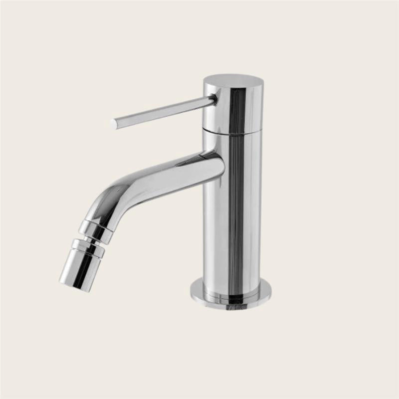 Treemme Up+ miscelatore bidet monocomando con leva stick Cromo Lucido, vista frontale della maniglia e della bocca di...