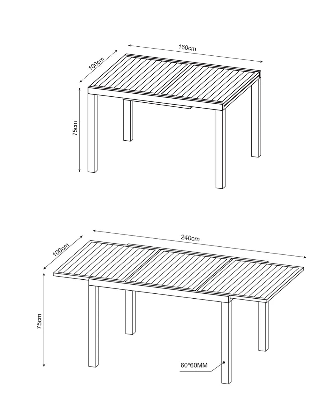 Tavolo da Giardino 160x100 allungabile in alluminio bianco Modus