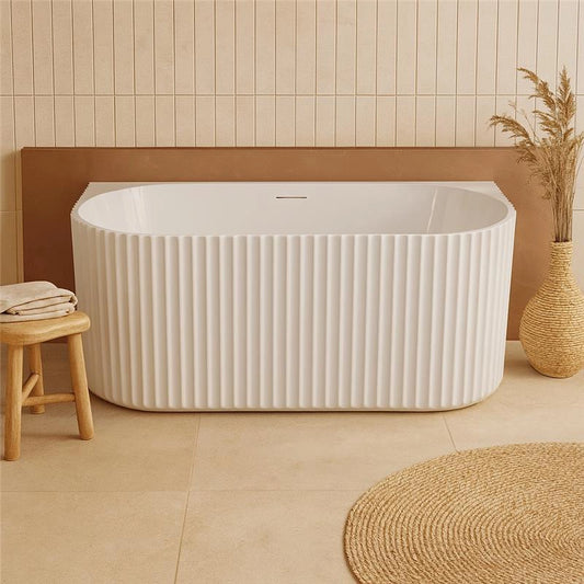 Vasca 170x80 Jeorgia a parete in acrilico cannettato bianco lucido