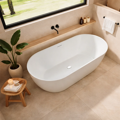 Vasca 172x79 Brittany freestanding in acrilico bianco lucido Ba003, dettaglio ravvicinato della texture antiscivolo...