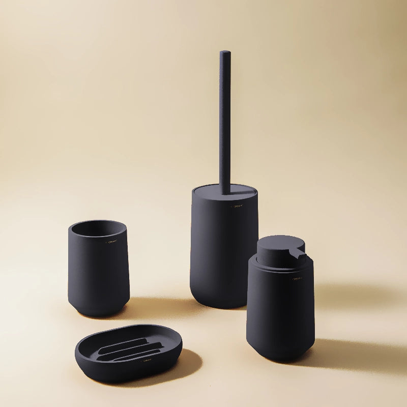 Cosmic Saona set accessori bagno volcano 4pz montato a parete, vista del design e della finitura - Industrias Cosmic