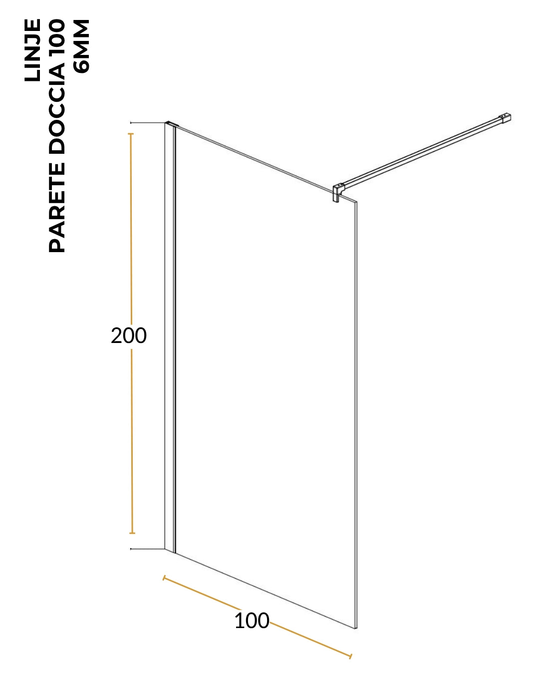 Walk in 100 cm parete doccia vetro temperato 6 mm 195 H cromo Linje