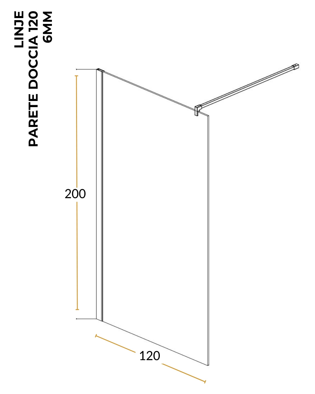 Walk in 120 cm parete doccia vetro temperato 6 mm 195 H cromo Linje