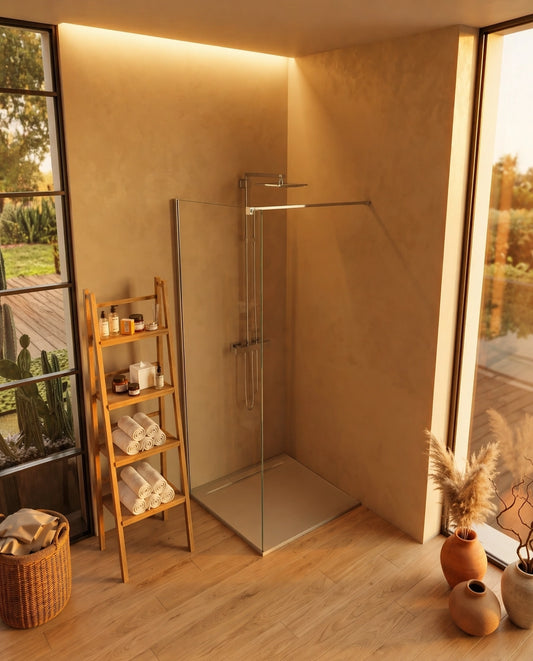 Walk in 80 cm parete doccia vetro temperato 6 mm 195 H cromo Linje