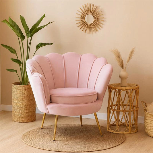 Water Lily Poltrona design Glamour con gambe acciaio e tessuto imbottito Rosa