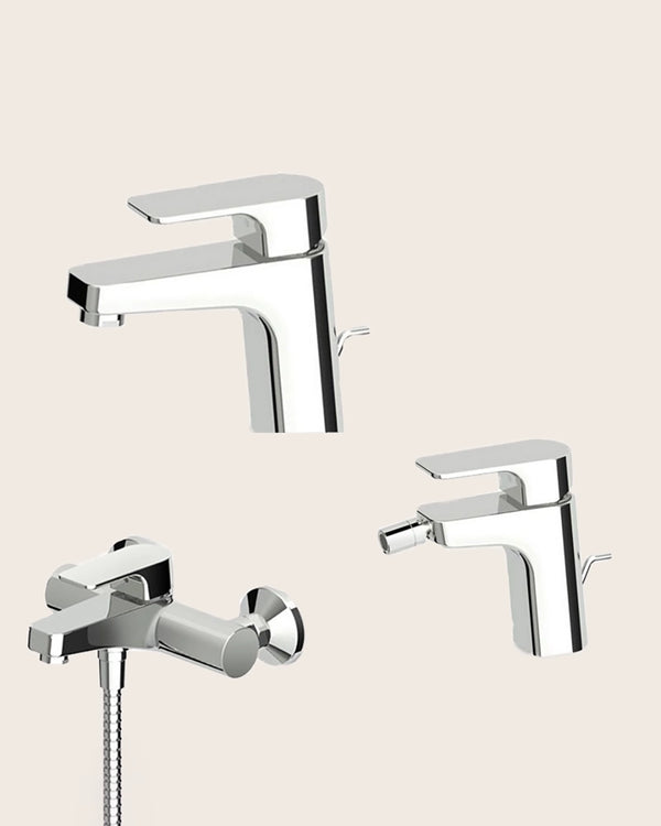 Wind Zucchetti Set Miscelatori per Lavabo Bidet e Vasca esterno Cromo