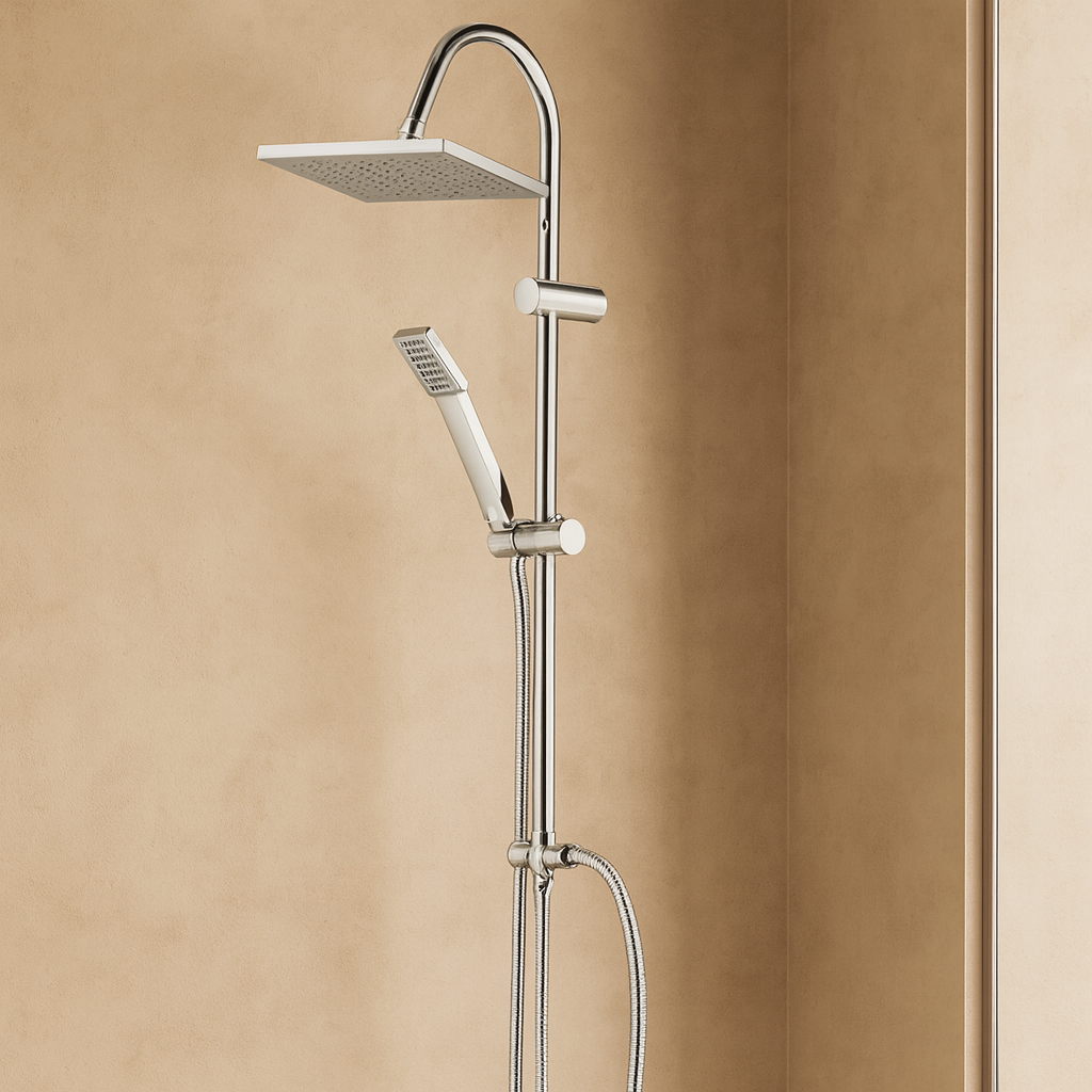 Colonna doccia con soffione 20x20 anticalcare in acciaio cromo 872002 Platinum
