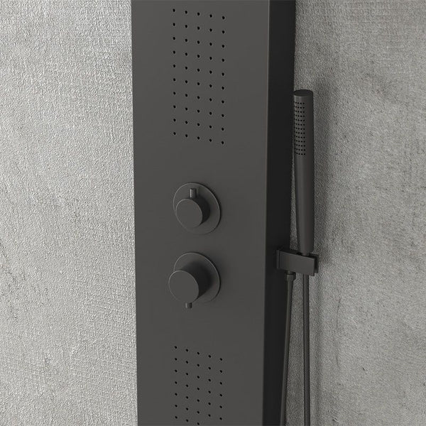 New Line P3 Pannello Doccia Idromassaggio Con 2 Jet Laterali Effetto Pioggia nero opaco