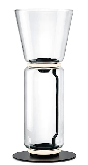 Flos Noctambule Floor 1 High Cylinder Cone Small Base Lampada H.91 cm a pavimento in vetro e alluminio nero