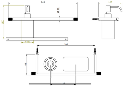 Treemme 22mm IT8372ISZZZZ mensola portaoggetti con dispenser sapone liquido bianco inox satinato