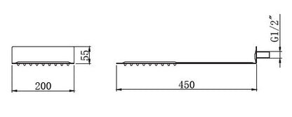 New Line Soffione Doccia Slim 20x45 Rettangolare A Parete In Acciaio Inox Cromo