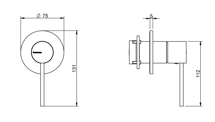 Treemme Up+ RWIT6BC8CC01 miscelatore remoto lavabo doccia Cromo Lucido, vista laterale del profilo e della forma...