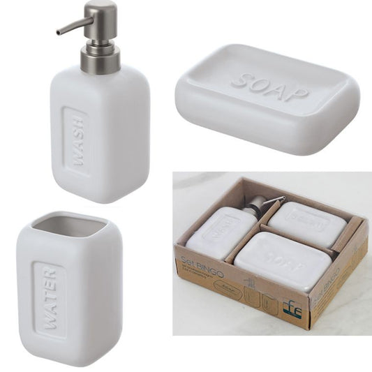 Set accessori bagno 3 pz in Ceramica Bianco Bingo