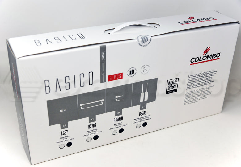 Colombo BasicQ set Accessori bagno portasciugamani 5pz Nero, retro con sistema di fissaggio a parete - Colombo Design