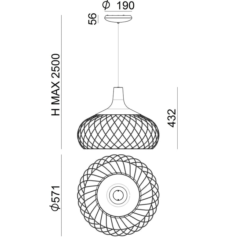 Linea Light Stilnovo Mongolfier P3 Lampada a sospensione, particolare del diffusore luminoso