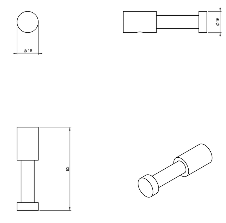 Cosmic Logic Set Accessori bagno scopino a terra 5pz Nero montato a parete, vista del design e della finitura...
