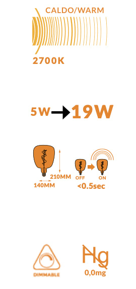 Lampadina Smoky Vintage 5W luce calda E27 180 lumen 2700k