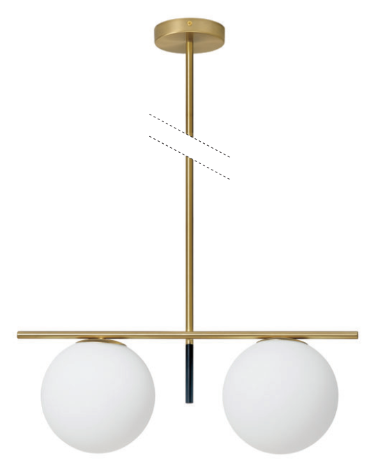 Miloox Jugen Lampada A Sospensione 2 Luci 20 Cm in vetro spenta, dettaglio del corpo lampada e dei materiali