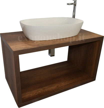 Mobile bagno 90 cm tabacco con vano a giorno lavabo non incluso