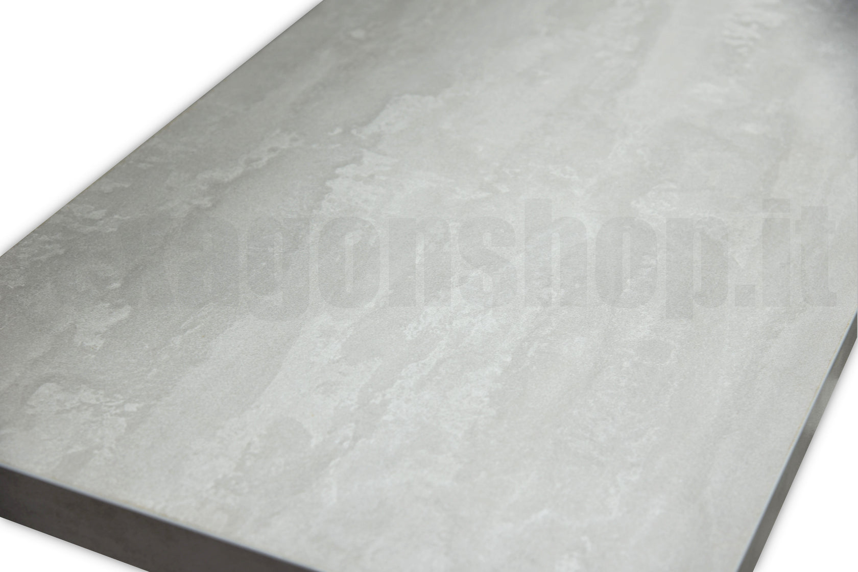 Mensola 120x46 per lavabo appoggio grigio senza foro senza, vista laterale della struttura sospesa - Exagonshop