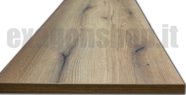 Mensola per lavabo d'appoggio 120x46 senza foro senza staffe effetto legno Rovere naturale