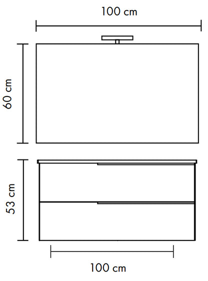 Mobile bagno Ice 100x47 Elisa con lavabo e Specchio con Lampada