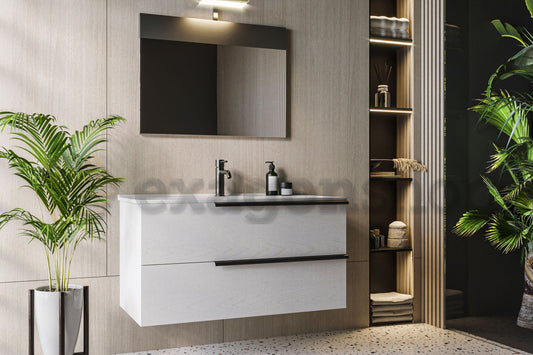 Mobile bagno Ice 100x47 Elisa con lavabo e Specchio con Lampada
