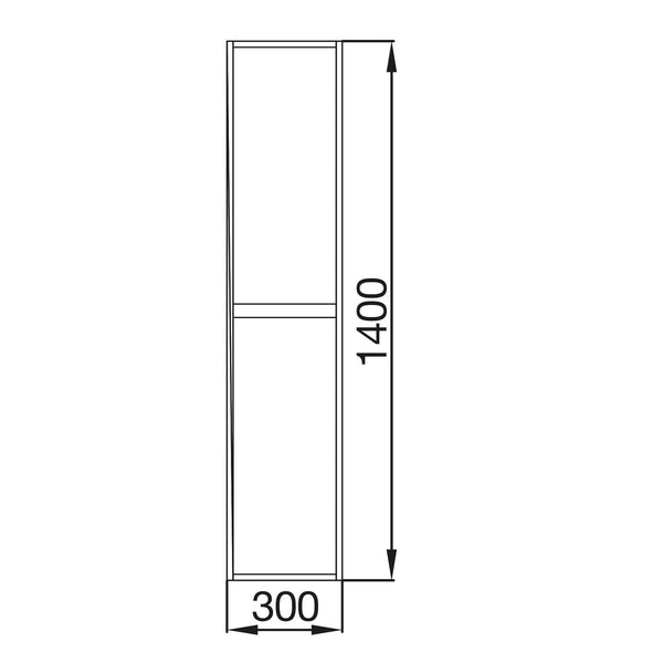 Colonna bagno 140x30 Rovere due ante ammortizzate Rigo