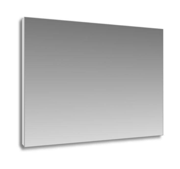 Specchio 90x60 filo lucido con Telaio in pvc color alluminio ambientato in bagno moderno con specchio e accessori...