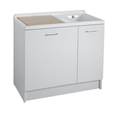 Colavene Active Wash mobile lavatoio 100x55 con doppia vasca e cesto portabiancheria estraibile bianco lucido