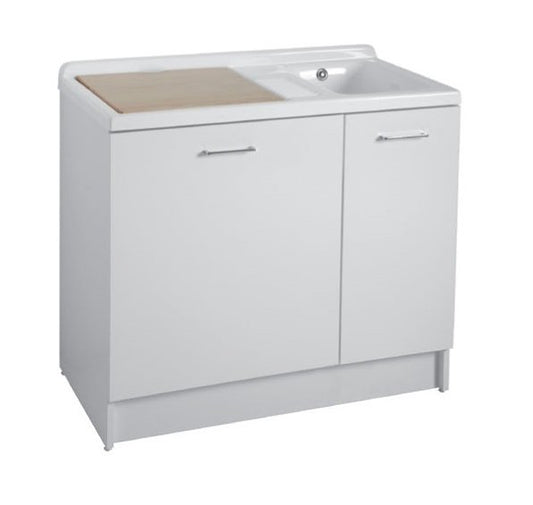 Colavene Active Wash mobile lavatoio 100x55 con doppia vasca e cesto portabiancheria estraibile bianco lucido