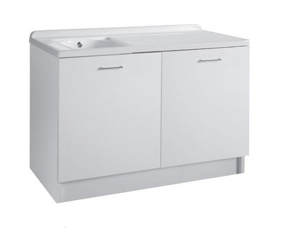 Colavene Active Wash mobile lavatoio 130x65 con vasca sinistra e cesto portabiancheria estraibile bianco lucido