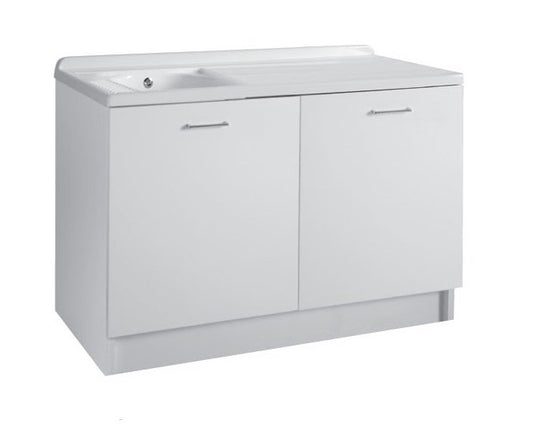 Colavene Active Wash mobile lavatoio 130x65 con vasca sinistra e cesto portabiancheria estraibile bianco lucido