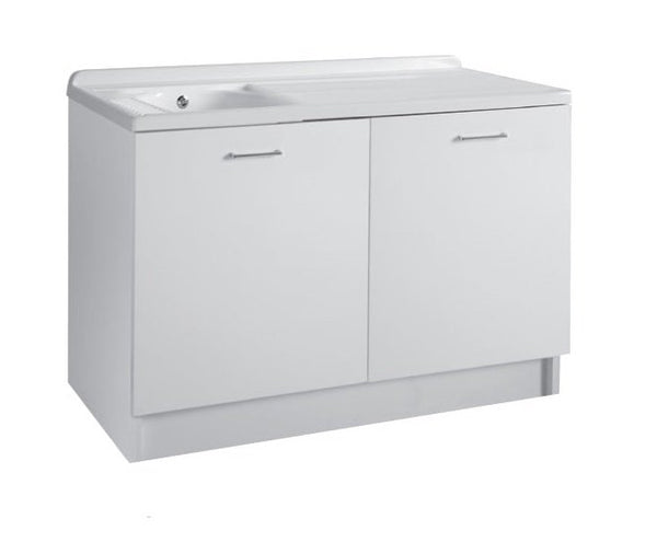Colavene Active Wash mobile lavatoio 130x65 con vasca sinistra e cesto portabiancheria estraibile bianco lucido